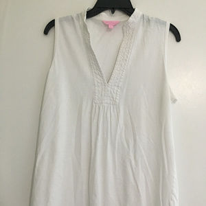 Lilly Pulitzer White Split Neck Sleeveless Top